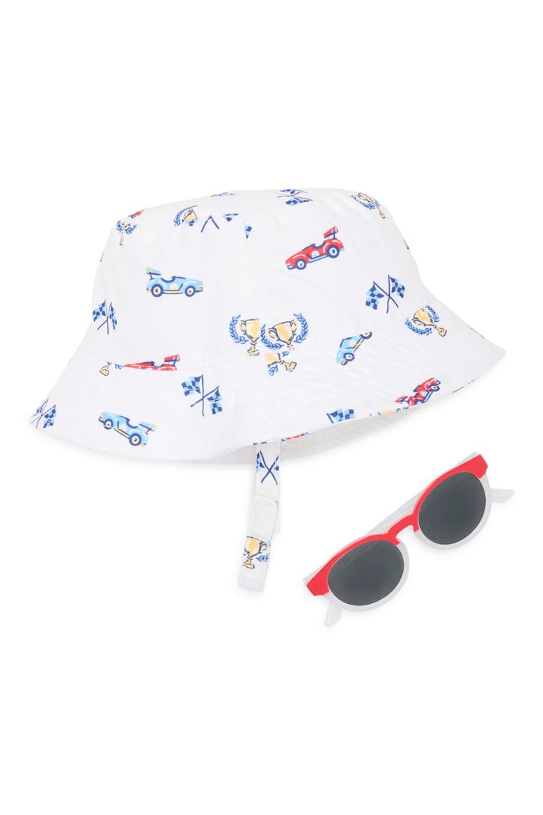 Racing Sun Hat & Sunglasses Set, Main, color, WHITE
