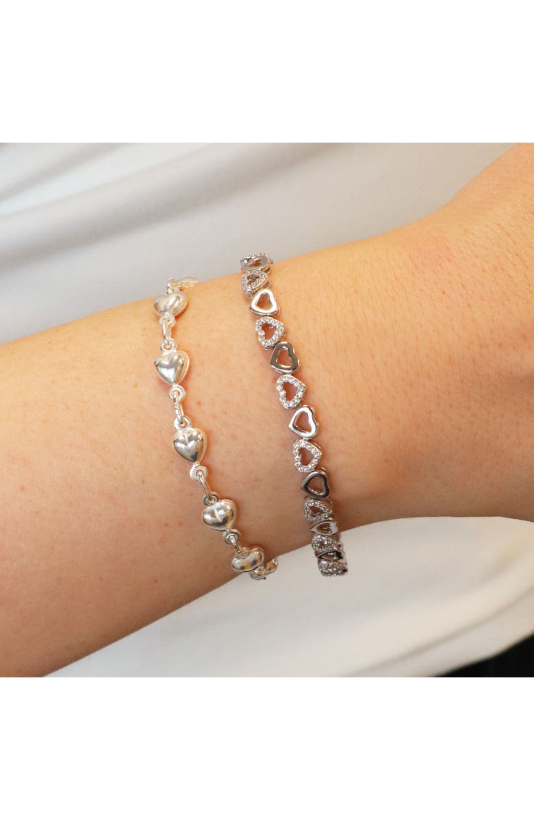 The Lovery Fine Jewelry Puffy Heart Bracelet, Alternate, color, Sterling Silver
