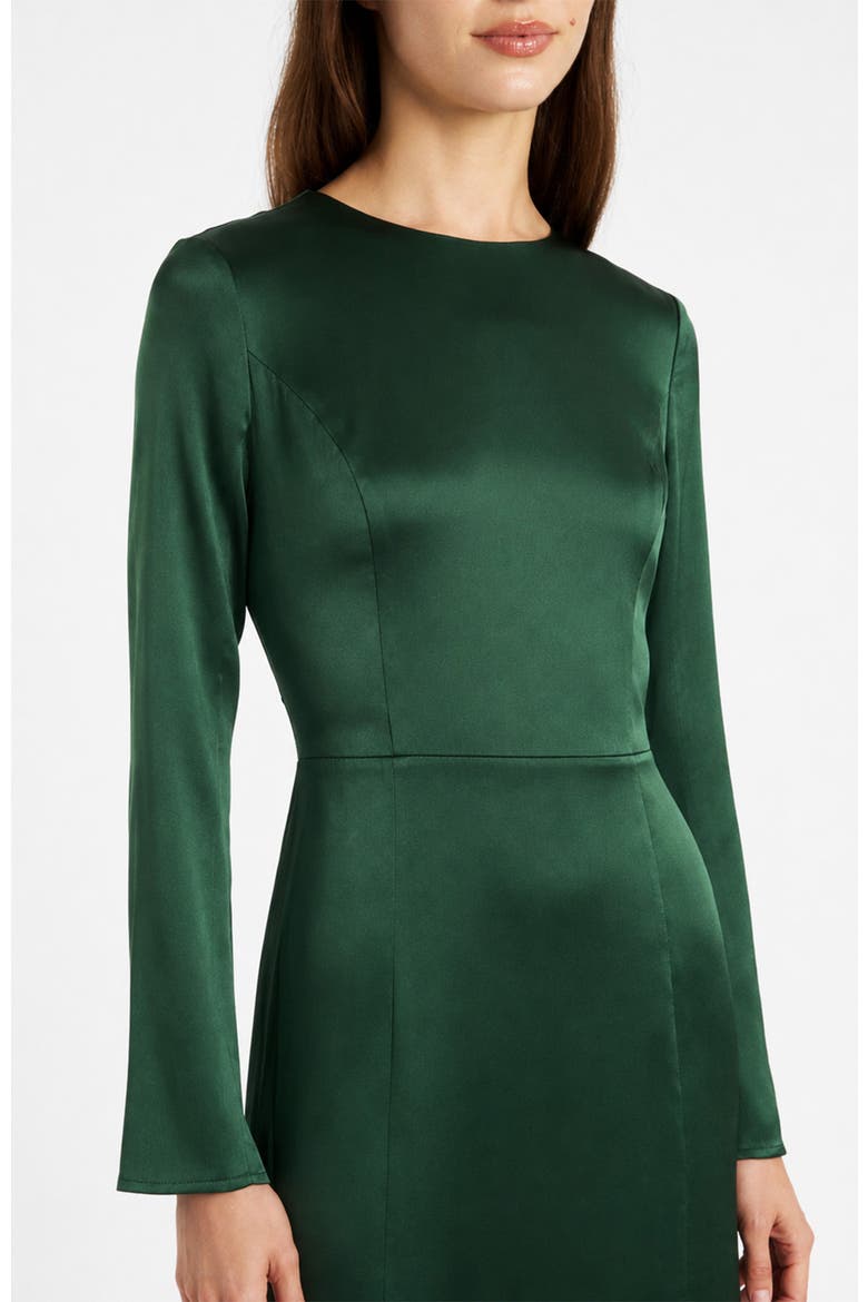 Melara Midi Dress in Stretch Silk Crepe de Chine, Alternate, color, Evergreen