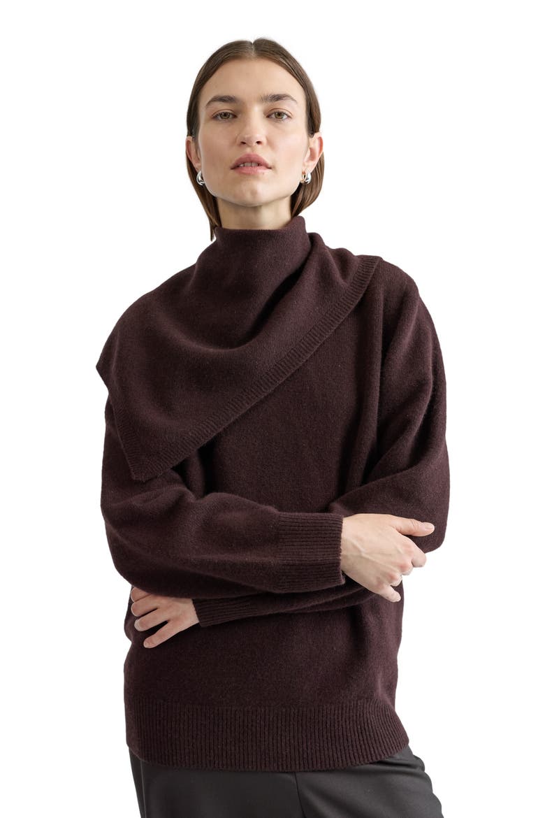 Wool V Neck Sweater, Alternate, color, Dark Brown
