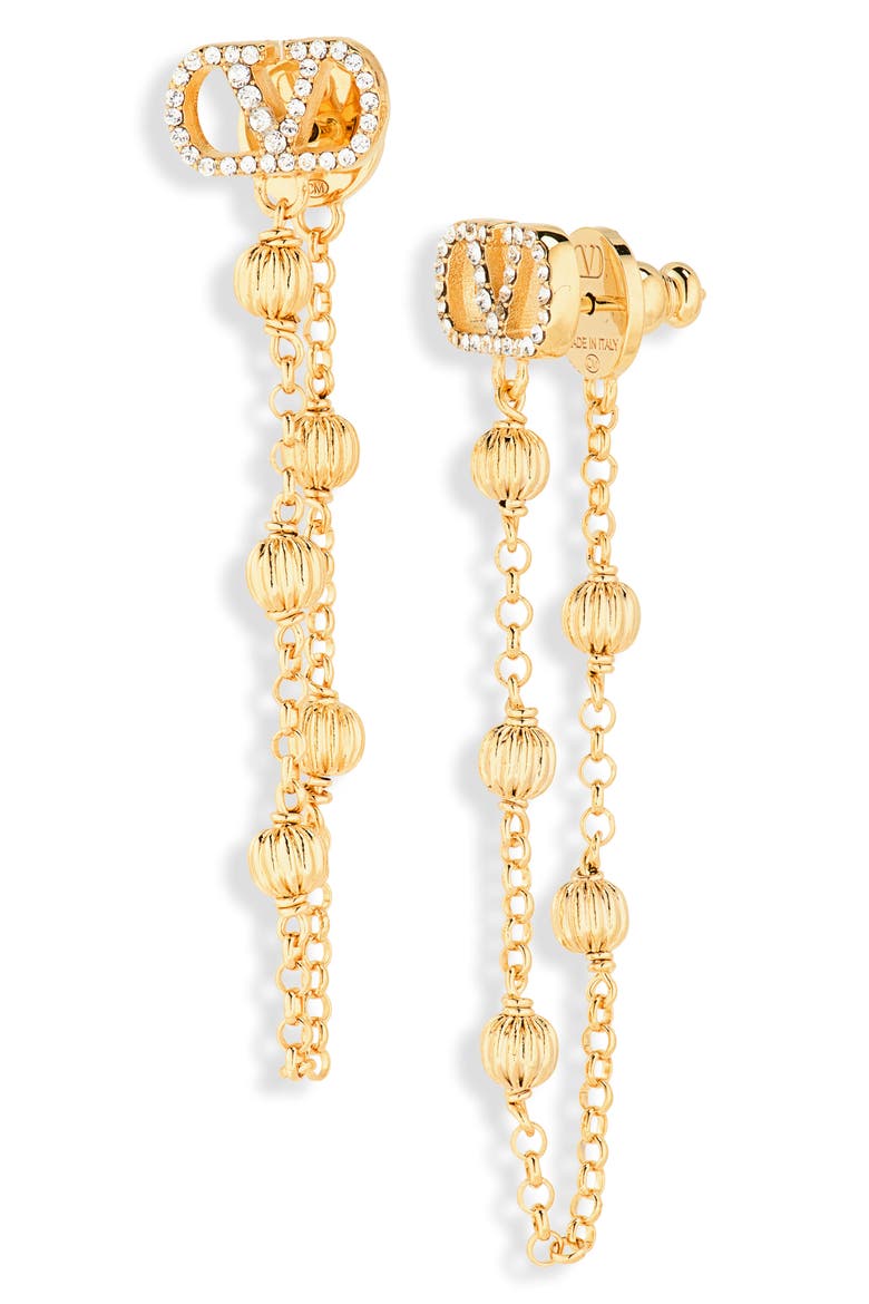 VLOGO Signature Front/Back Earrings, Main, color, GOLD
