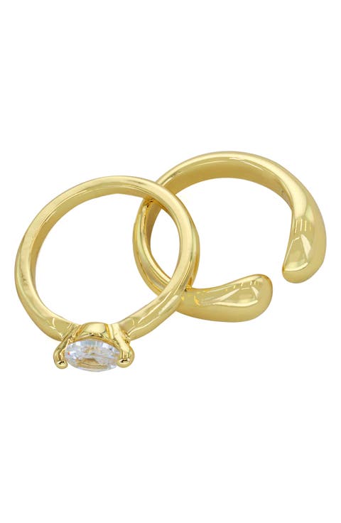 2-Piece Crystal Accented Ring Set