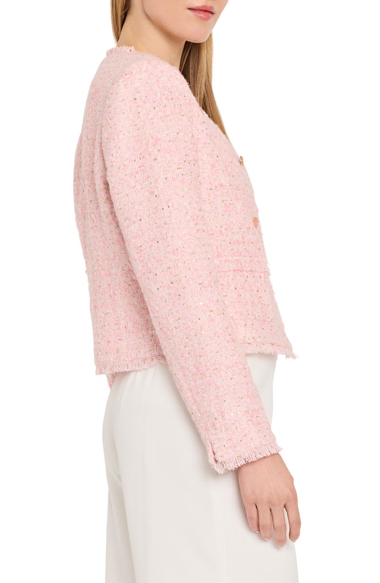 Tahari ASL Metallic Bouclé Crop Jacket, Alternate, color, Tea Rose
