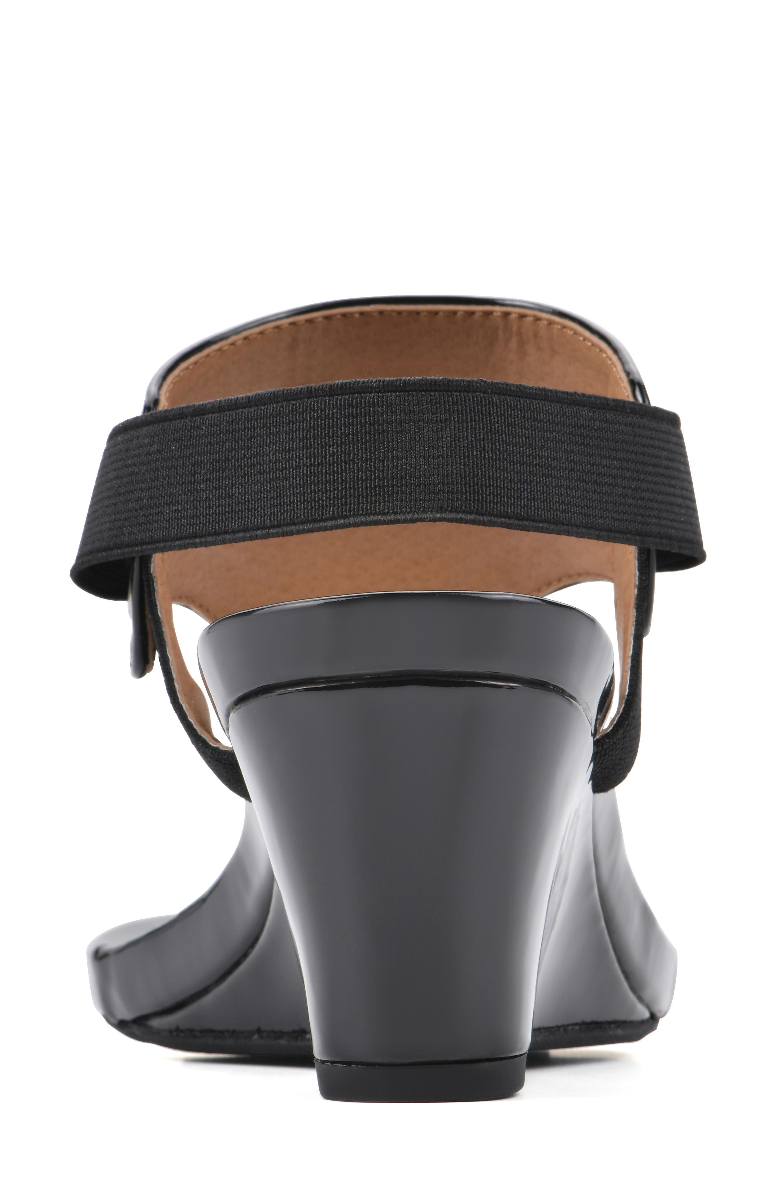 White Mountain Footwear All Dres Wedge Sandal, Alternate, color, Black/ Patent/ Smooth