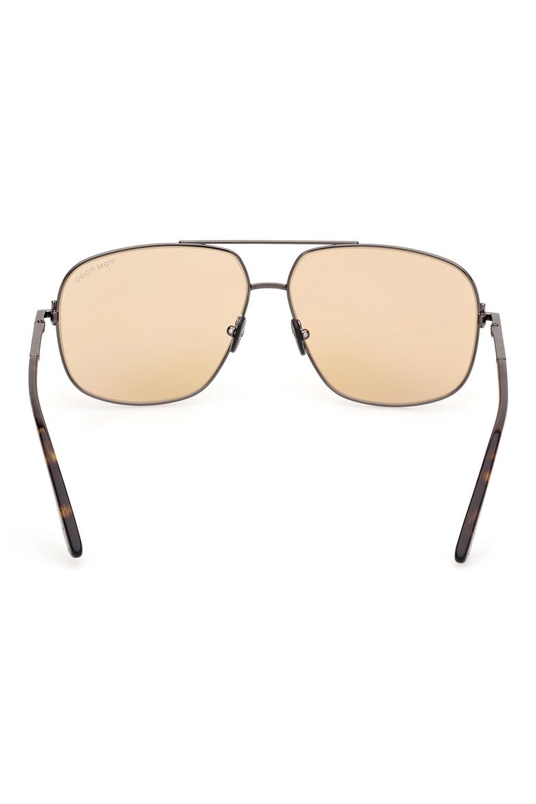 Tex 62mm Navigator Sunglasses, Alternate, color, SHINY GUNMETAL /BROWN