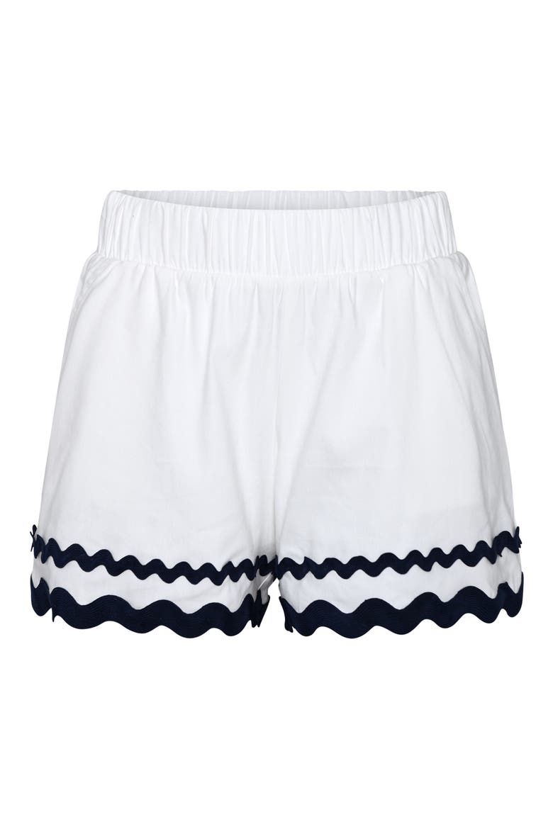 Poolside Rickrack Linen Blend Cover-Up Shorts, Alternate, color, WHITE