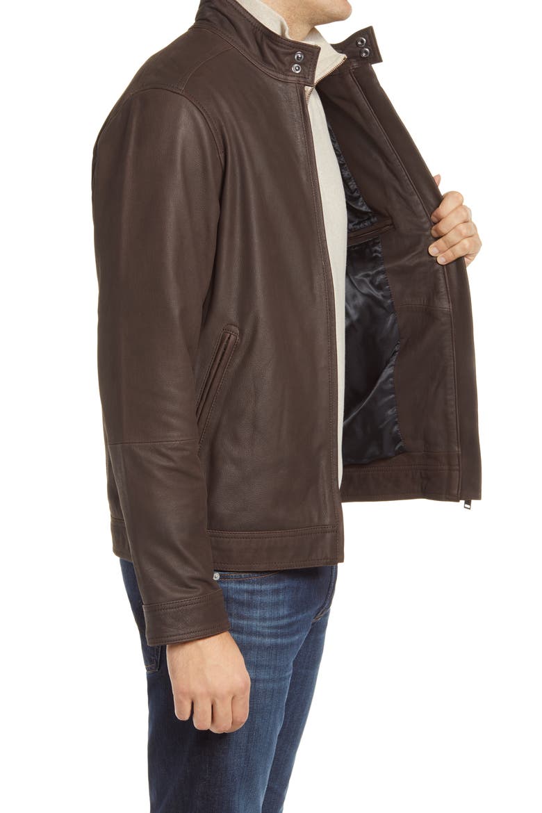 Westhaven Distressed Leather Bomber Jacket, Alternate, color, CHOCOLATE