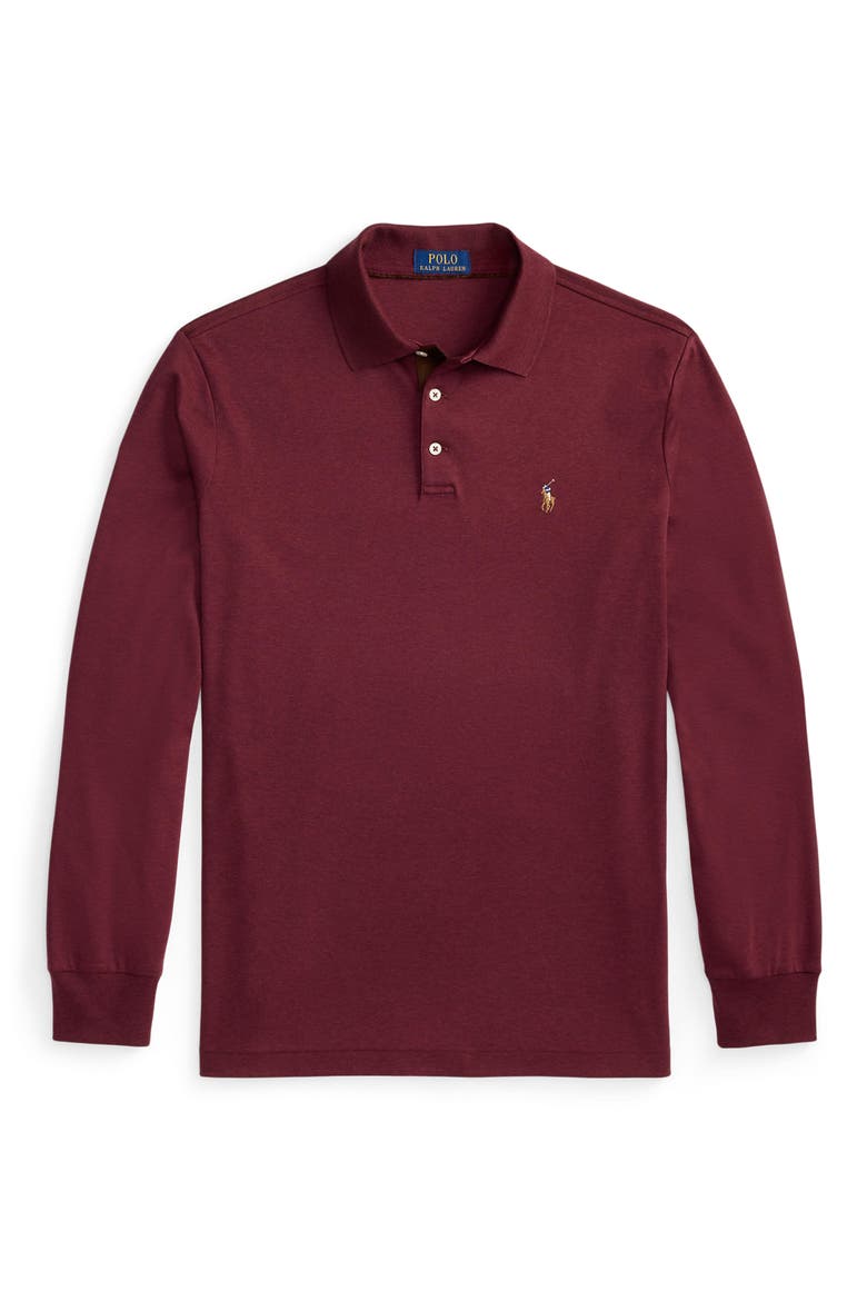 Long Sleeve Pima Cotton Polo, Alternate, color, SPRING WINE HEATHER