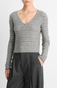 Vince Fair Isle Cashmere V-Neck Sweater