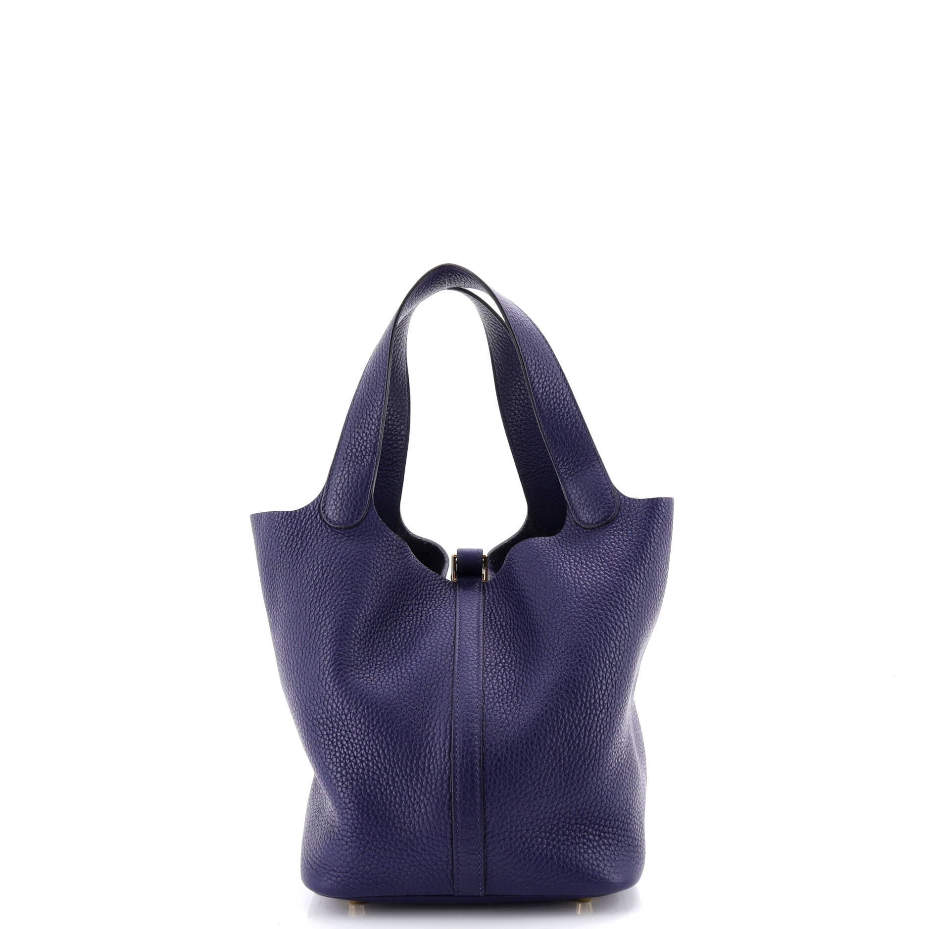 Pre-Owned Hermes Picotin Lock Bag Clemence MM, Alternate, color, Bleu Encre