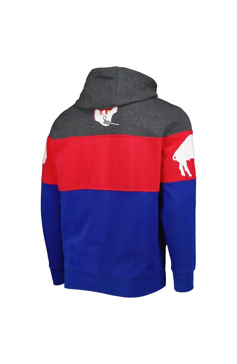 STARTER Men's Starter Royal/Heather Charcoal Buffalo Bills Extreme Vintage Logos Pullover Hoodie, Alternate, color, 