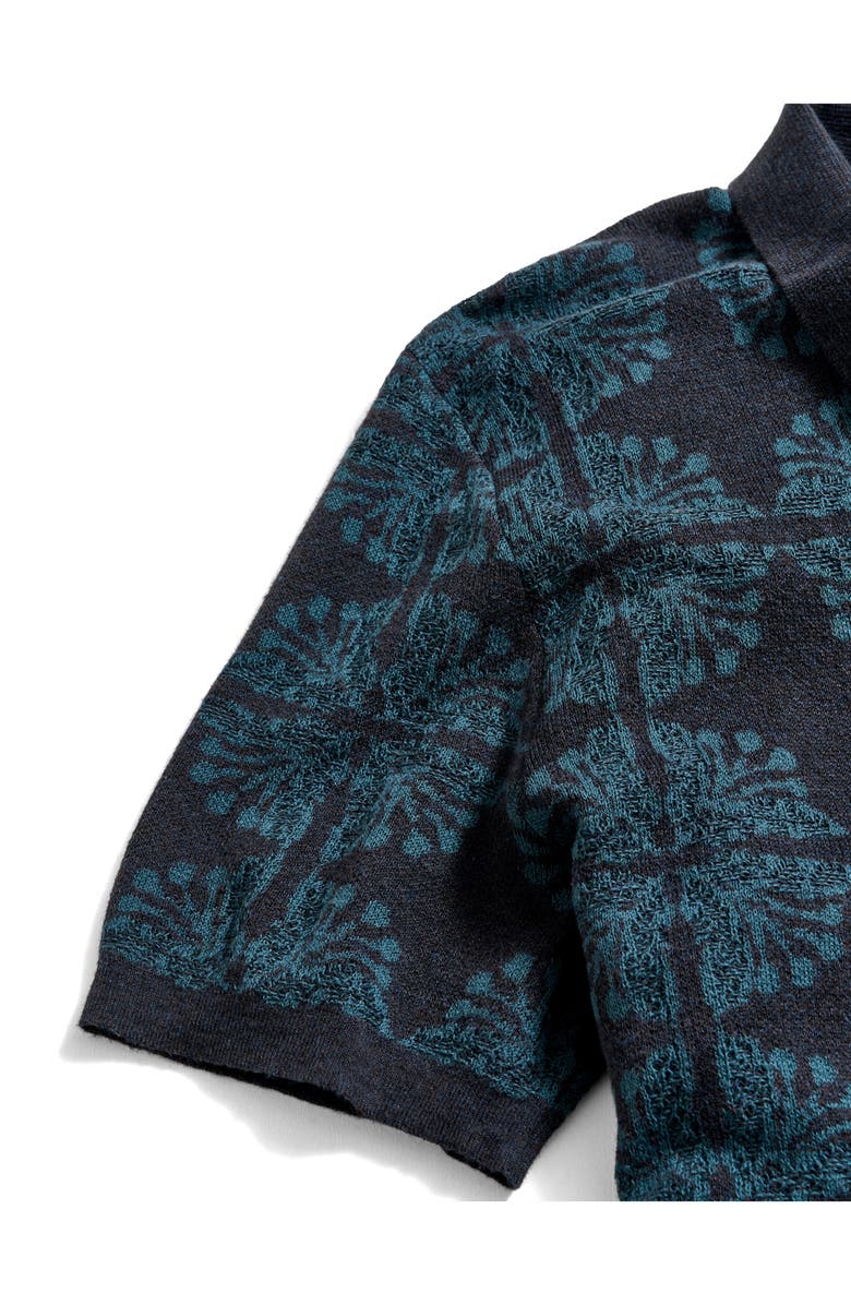 Billy Reid Tile Jacquard Polo Sweater, Alternate, color, Carbon Blue