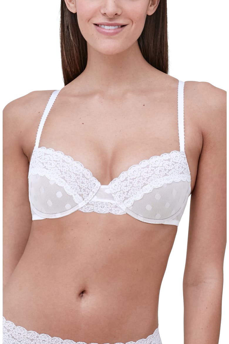 Dare Demi T-shirt Bra, Main, color, WHITE/ NYLON