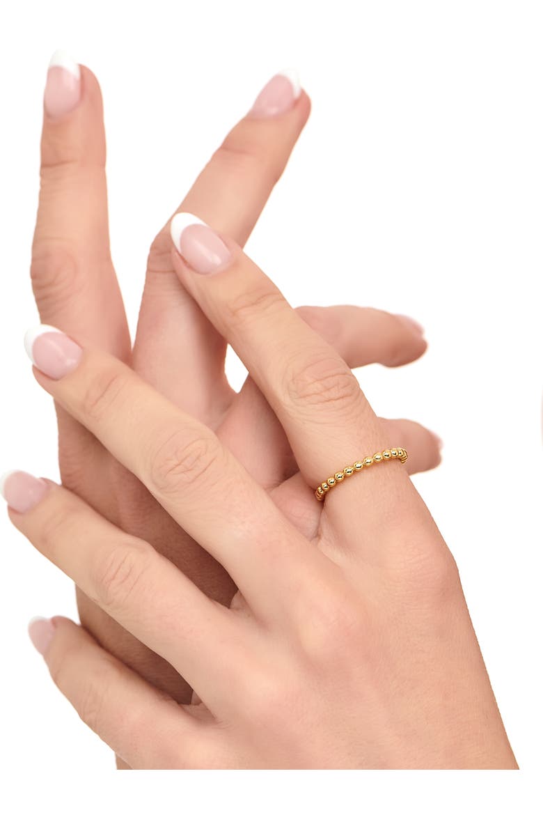 Beaded Ball Ring in Gold Plated Sterling Silver, 2mm, Alternate, color, Yellow Gold