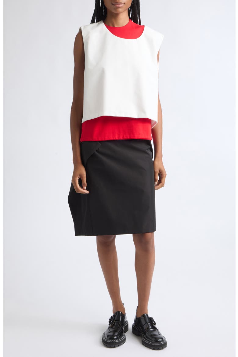 Double Layer Top, Alternate, color, WHITE/ RED