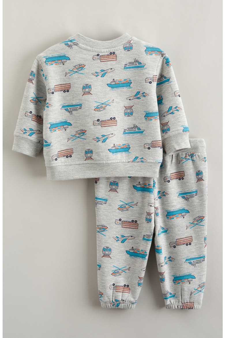 Print Henley Sweatshirt & Sweatpants Set, Alternate, color, GREY LT HTHR CITY TRANSPORT