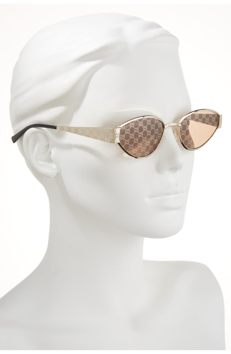Gucci 55mm Oval Sunglasses, Alternate, color, Gold