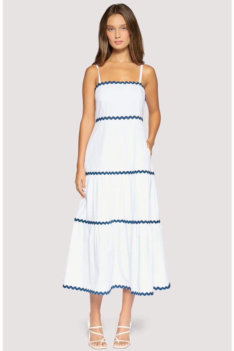 Luciana Tiered Maxi Sundress, Alternate, color, WHITE-NAVY