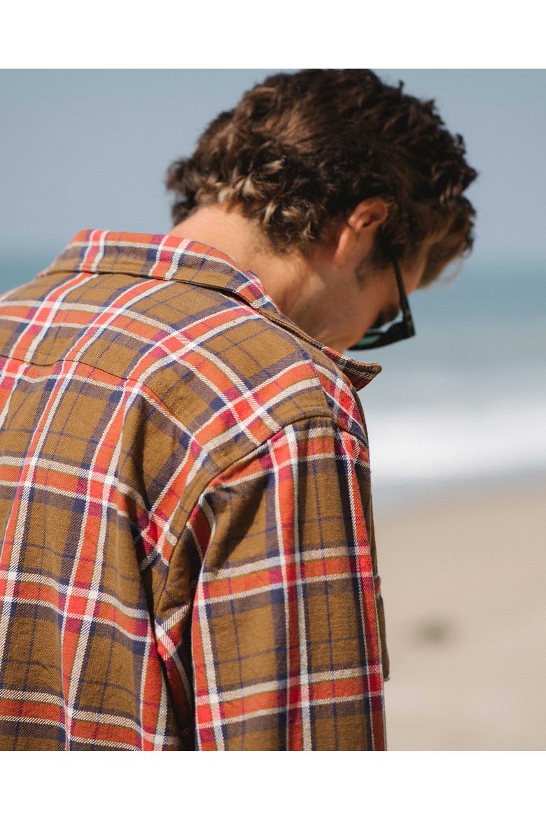 Gender Inclusive Bucky Flannel Over Shirt, Alternate, color, Brown / Orange