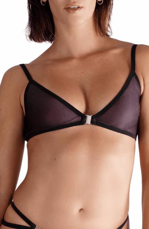 Lustrous Sheer Front Closure Triangle Bra