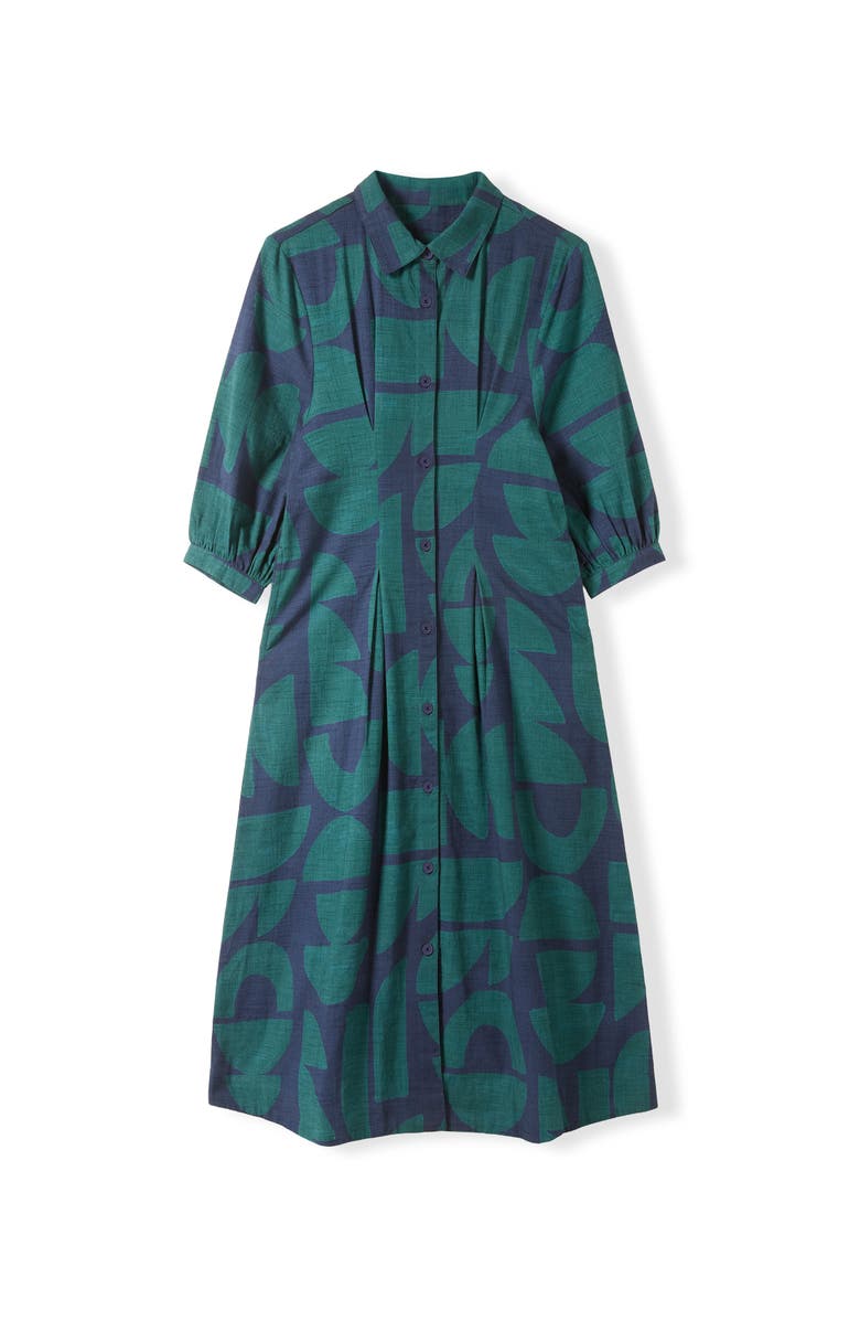 Celtic & Co. Pleat Detail Shirt Dress, Alternate, color, Geo Shapes