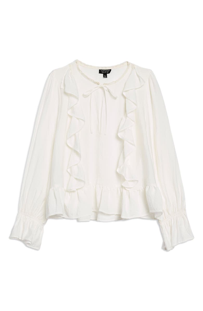 Topshop Ruffle Tie Front Blouse, Alternate, color,