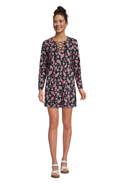 Cotton Jersey V-neck Tunic Swim Cover-up Shirtdress