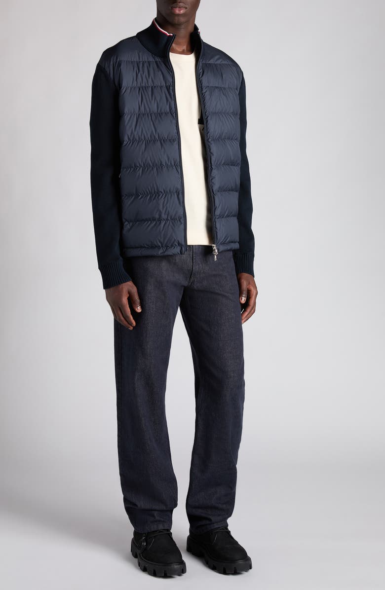 Moncler Padded Zip Cardigan, Alternate, color, Obsidian Blue