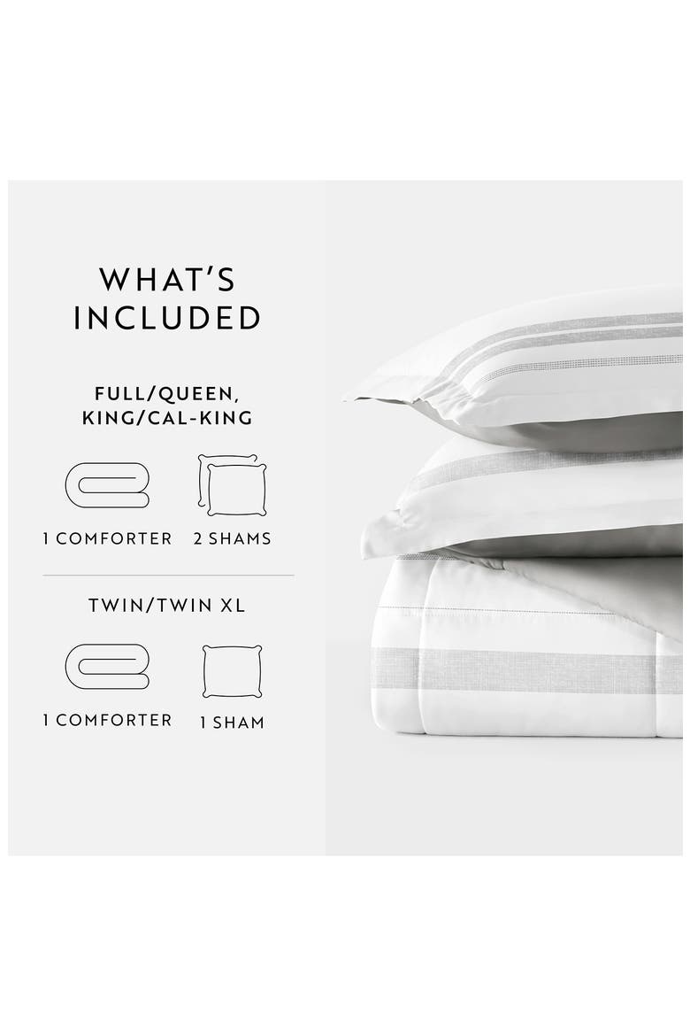 Stitched Stripe Reversible 3-Piece Comforter Set, Alternate, color, GRAY