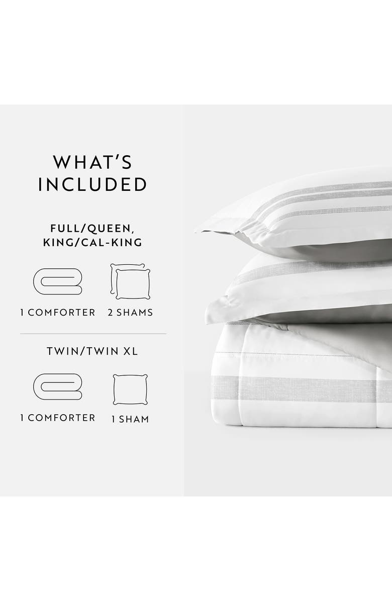 HOMESPUN Stitched Stripe Reversible 3-Piece Comforter Set, Alternate, color, Gray