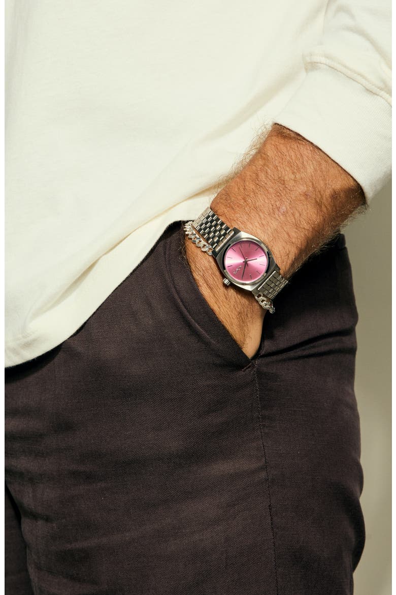 The Medium Time Teller Bracelet Watch, 31mm, Alternate, color, SILVER / PINK