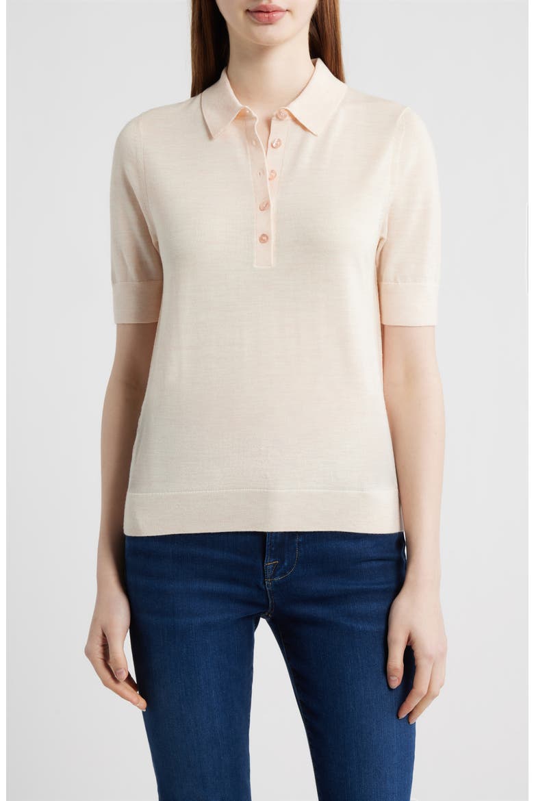 Fidenka Merino Wool Polo, Main, color, SOFT PEARL