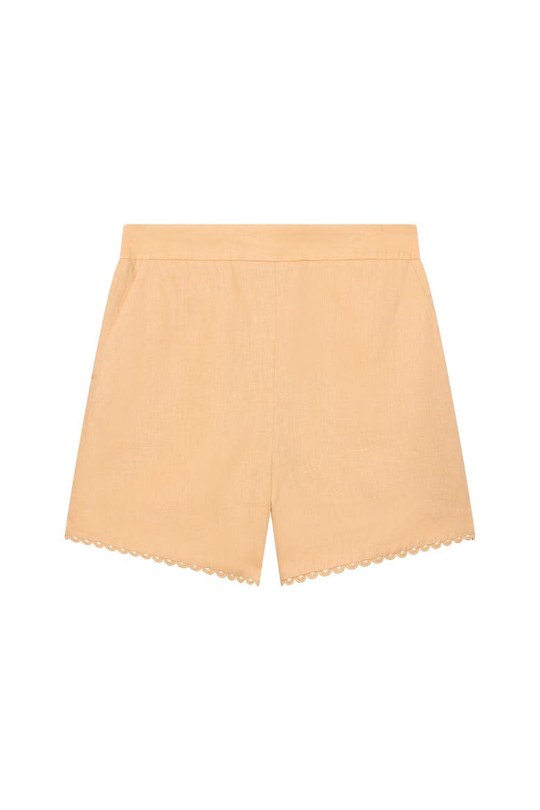 Linen Scallop Hem Shorts, Alternate, color, Yellow