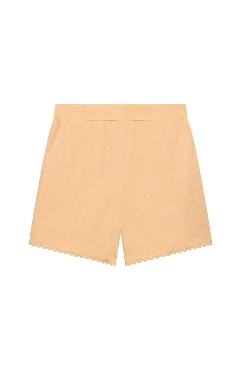MINT VELVET Linen Scallop Hem Shorts, Alternate, color, Yellow