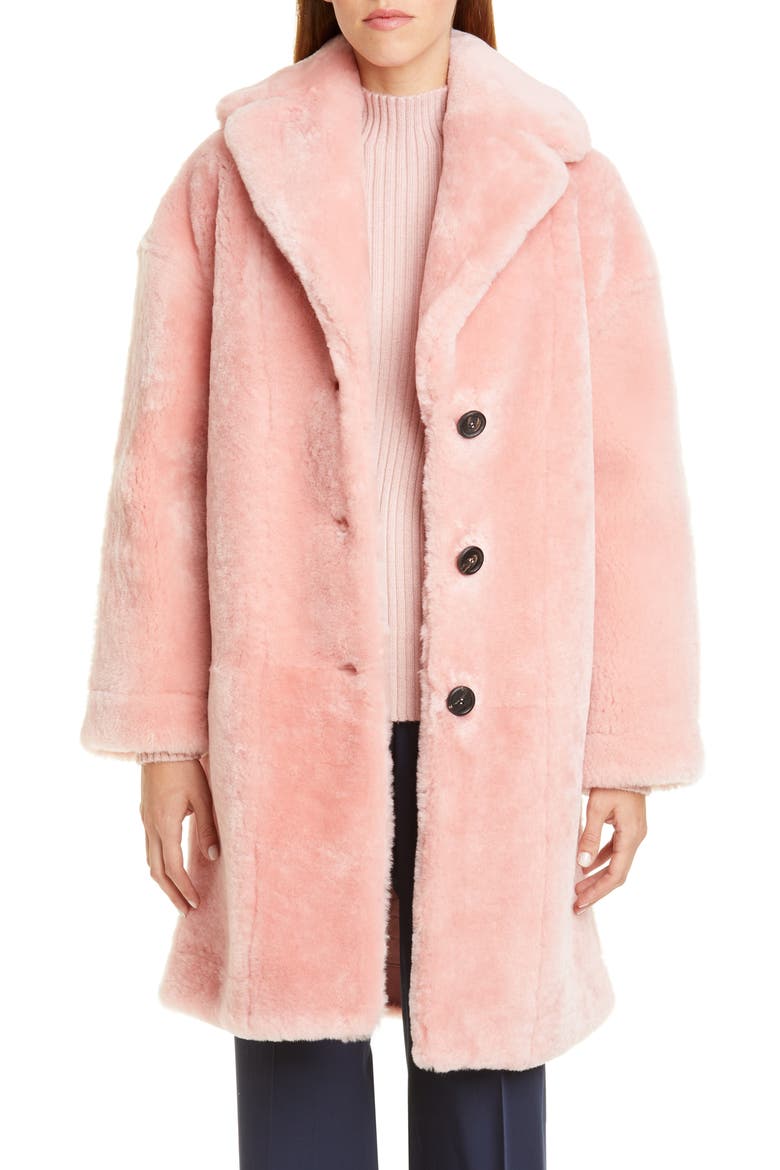 Genuine Shearling Coat, Main, color, BLUSH