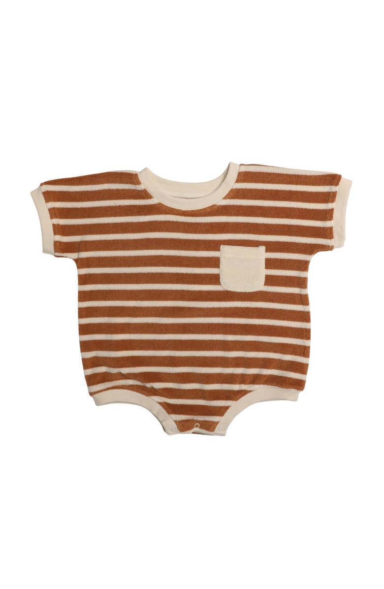 Winnie + Crew Callie Romper, Main, color, Apple Cinnamon Stripe