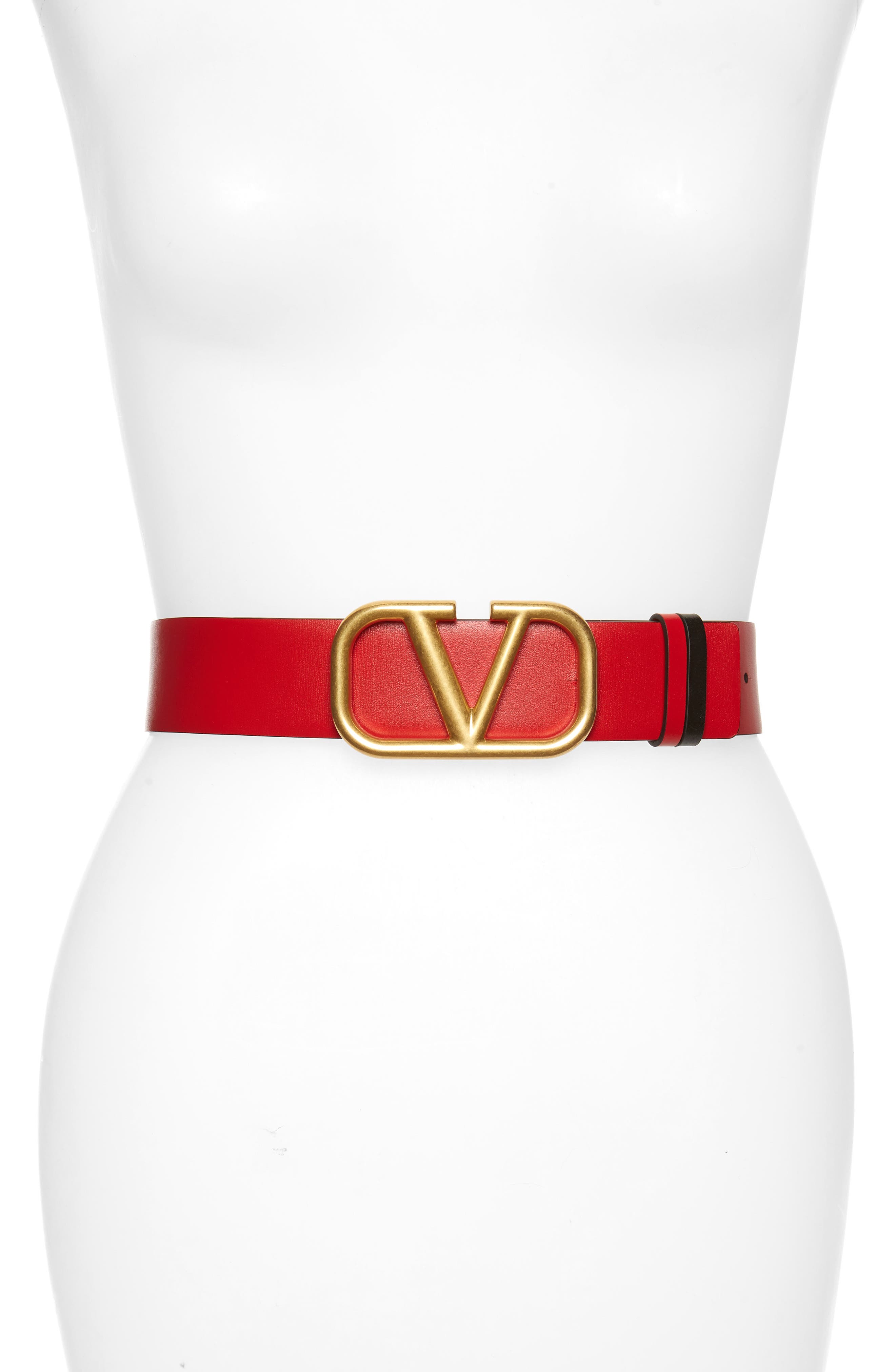 Valentino Garavani VLOGO Buckle Reversible Leather Belt 