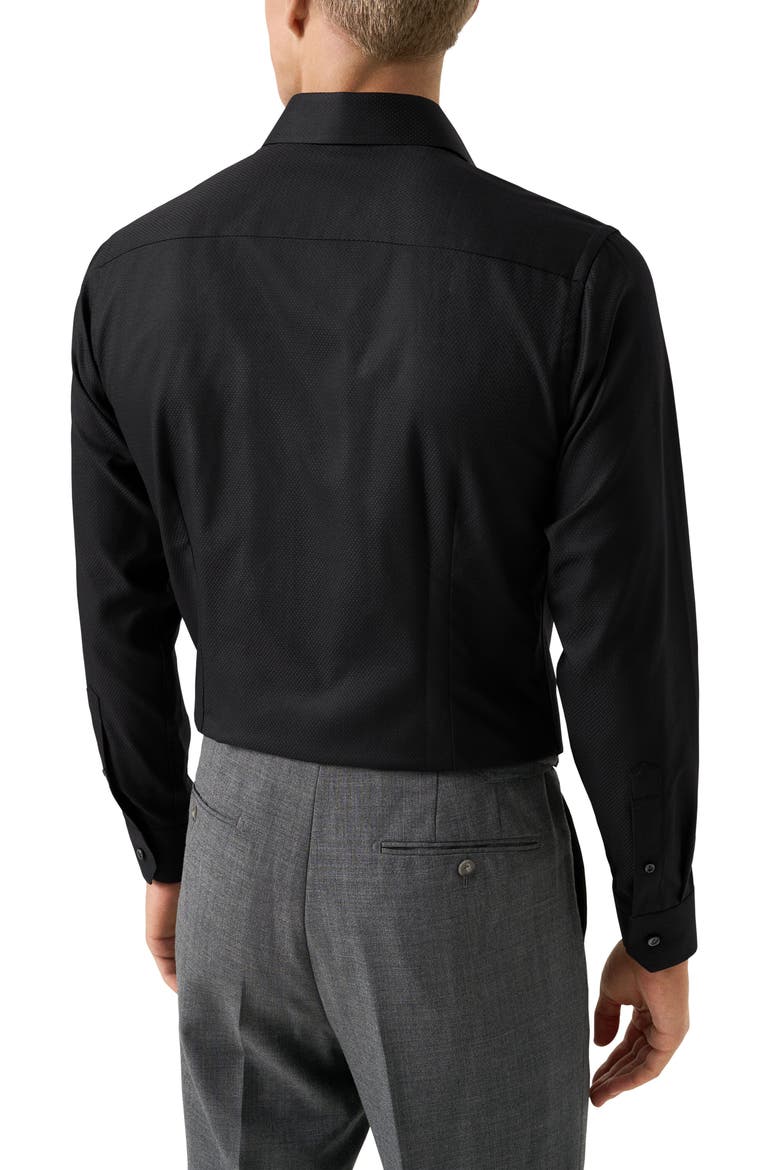 Slim Fit Cotton Dobby Dress Shirt, Alternate, color, BLACK