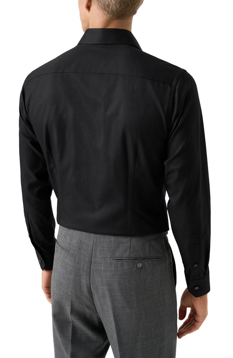 Eton Slim Fit Cotton Dobby Dress Shirt, Alternate, color, Black