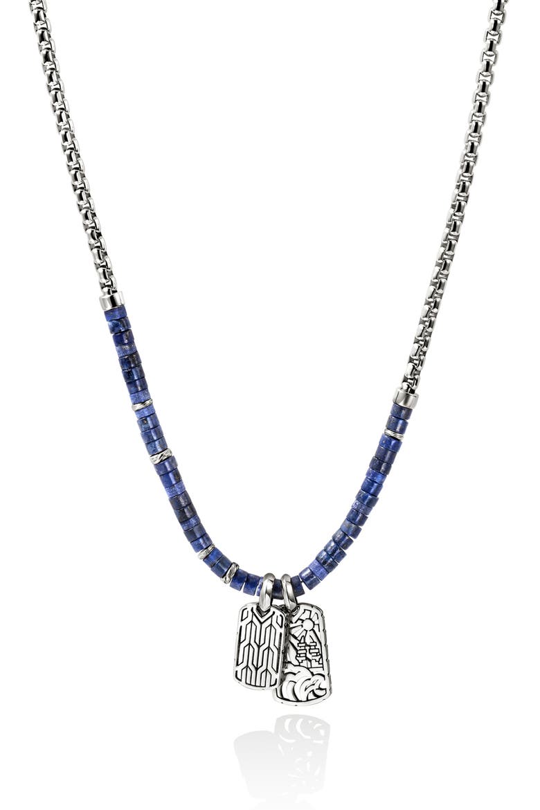 Heishi Tag Pendant Necklace, Alternate, color, SILVER