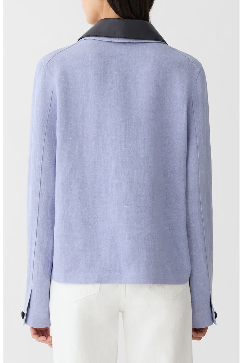 Linen Blend Canvas Jacket with Detachable Leather Collar, Alternate, color, CATMINT