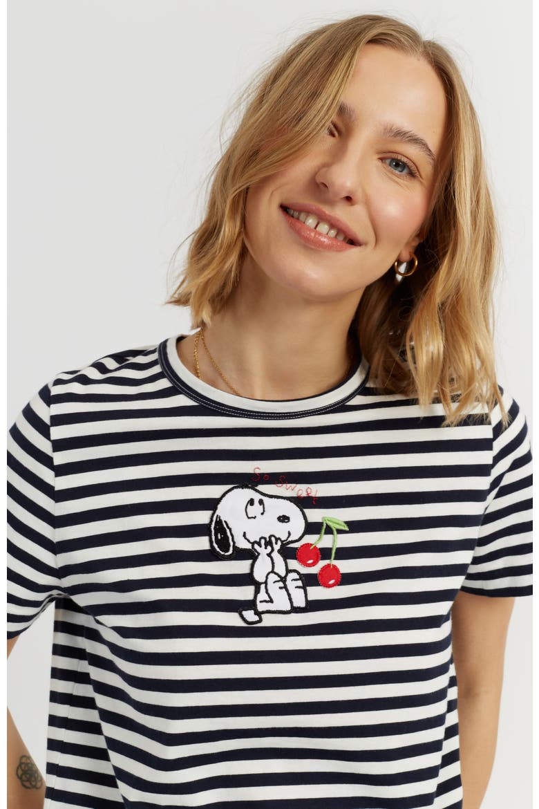 Cotton Snoopy Breton Cherry T-Shirt, Alternate, color, Blue/Cream