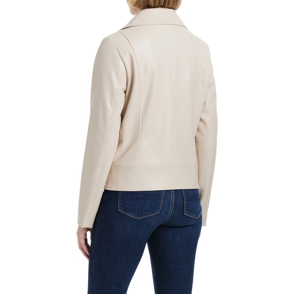 Vince Camuto Asymmetric Zip Faux Leather Jacket In Soft Dove