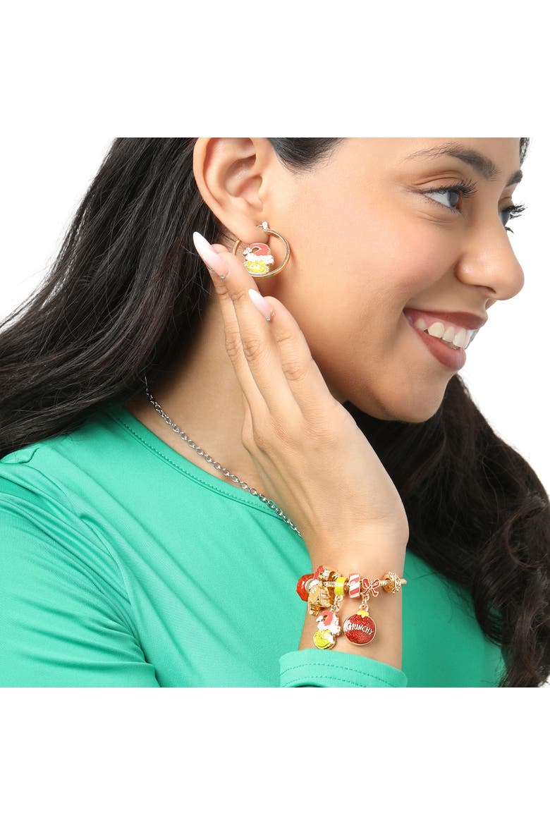 The Grinch Earrings for Women Official License, Mismatched Hoops, Alternate, color, Gold