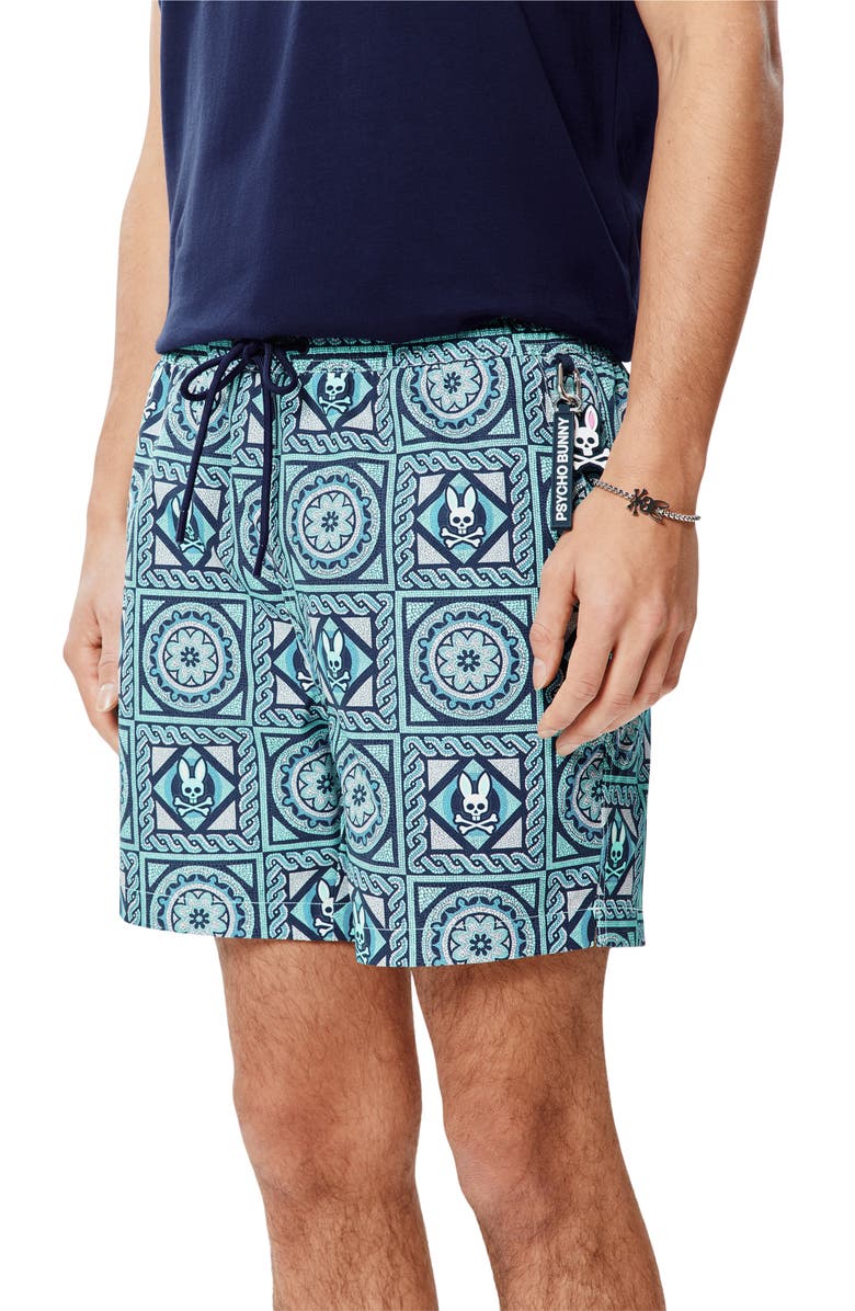 Psycho Bunny Frank All Over Swim Trunks, Alternate, color, Cabbage