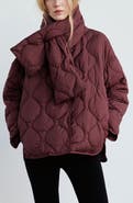 MANGO Quilted Anorak with Detachable Scarf