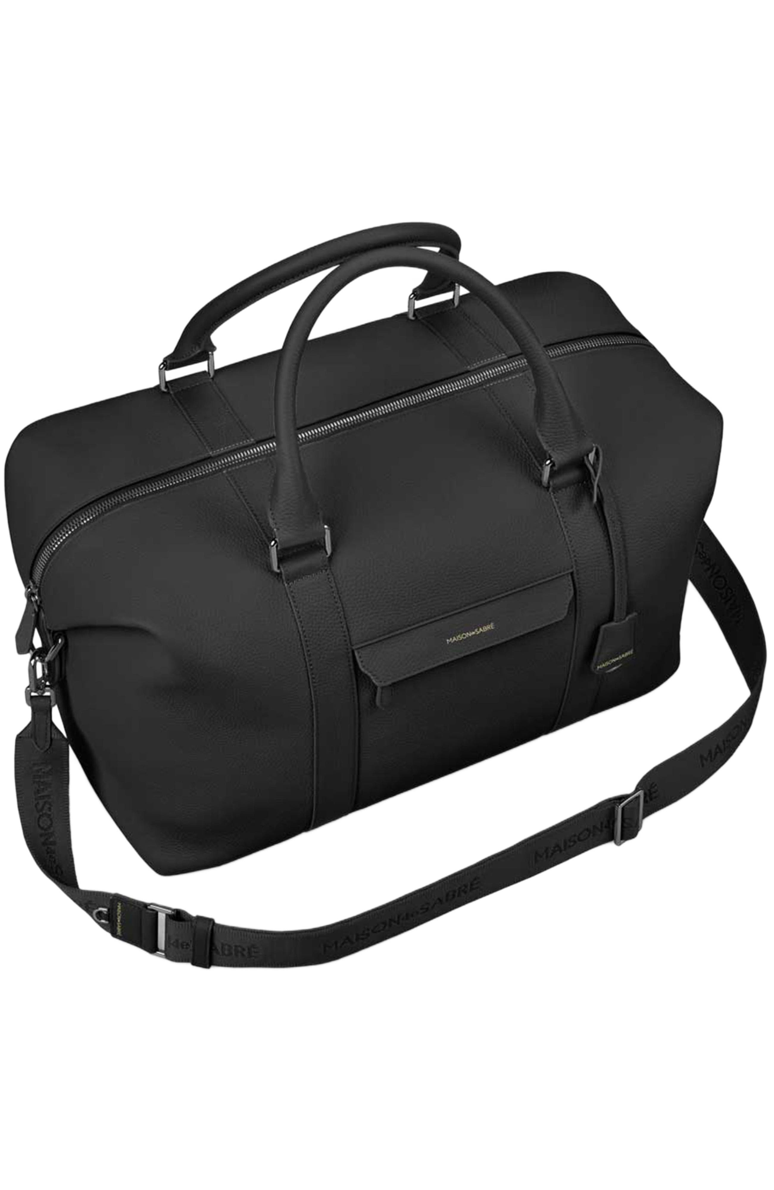 MAISON de SABRÉ Leather Duffle Bag, Alternate, color, Black Caviar