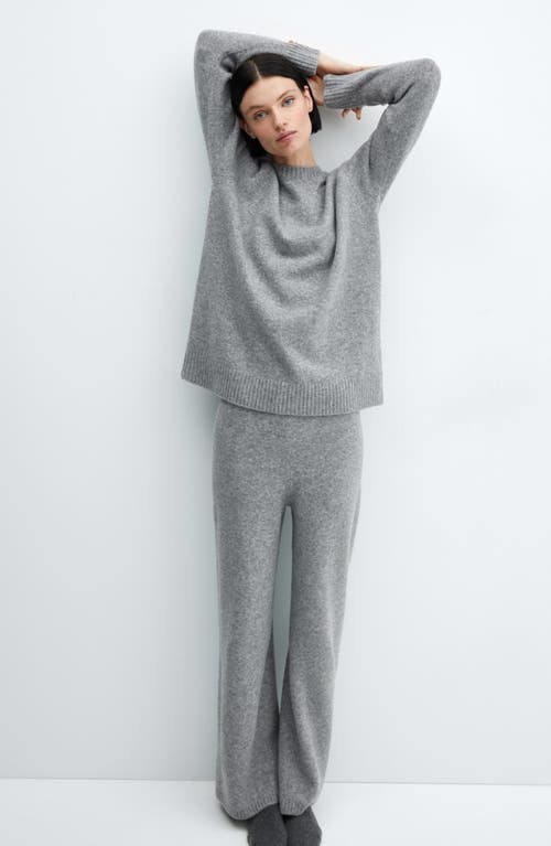 Mango Crewneck Raglan Sleeve Sweater In Gray
