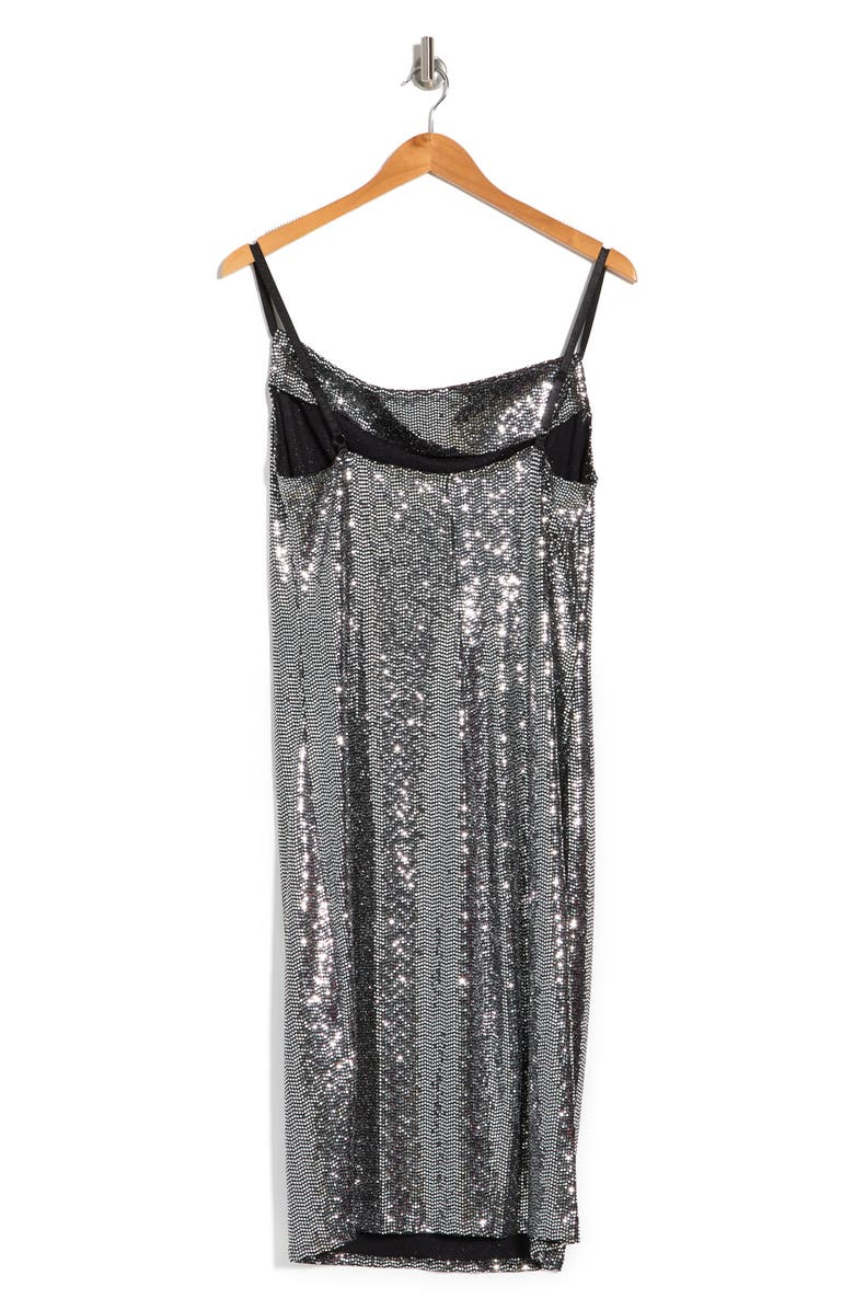 bebe Star Brite Metallic Bodycon Slip Dress, Alternate, color, 