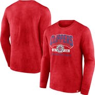 FANATICS Men's Fanatics Branded Heather Red LA Clippers Front Court Press Snow Wash Long Sleeve T-Shirt